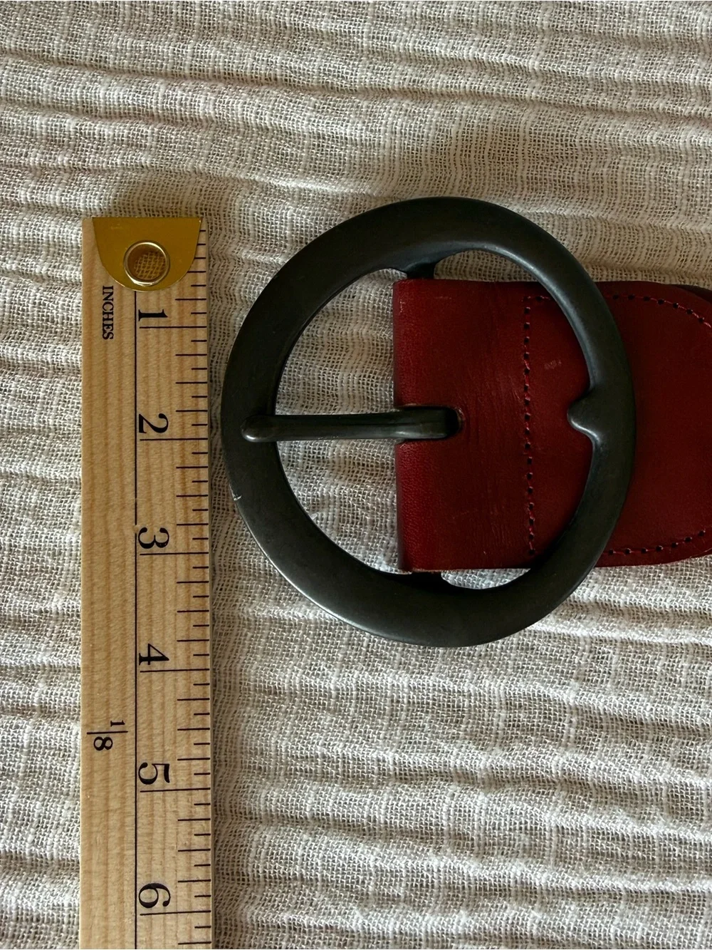 Linea Pelle Vintage Red Wine Woven Leather Wide Statement Designer Luxury Belt